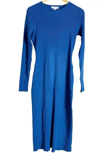 Great Jones Cobalt Blue Ribbed Knit Long Sleeve Sweater Midi Dress Size Large