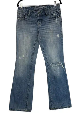 American Eagle Favorite Boyfriend Jeans Distressed Y2K Retro 90s Bootcut Size 6 Blue