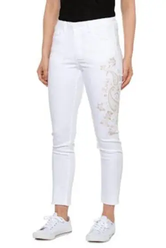 Democracy Ab-Solution Seamless Floral Embroidered Ankle Skimmer Jeans Size: 16