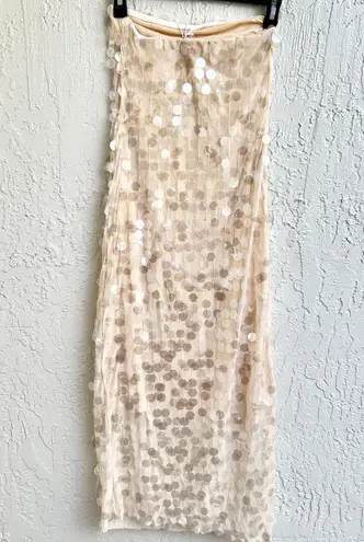 Showpo NWT  8 birdies Stacey Sequin Strapless Midi Dress Champagne Women's Small