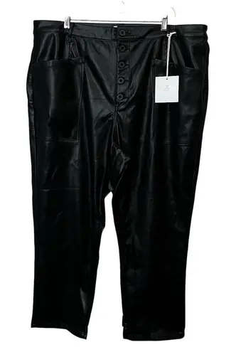 Pistola Faux Leather Pants Women's Plus Size 20 Black Cropped Patch Pockets - Image 1