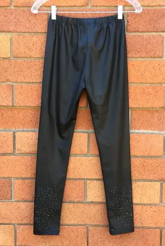 MILK Black Studded Crop Leggings Faux Leather XS