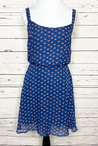 Bebop  Blue & Red/Orange Hearts Sun Dress Size Small