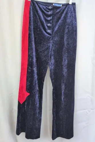 Vintage Bevero New York Red Arrow on Navy Velvet Flared Pants. Blue Size 28