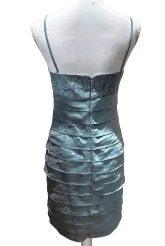 Jessica Howard Woman's Teal & Brown Slip Cocktail Dress Sz 6P