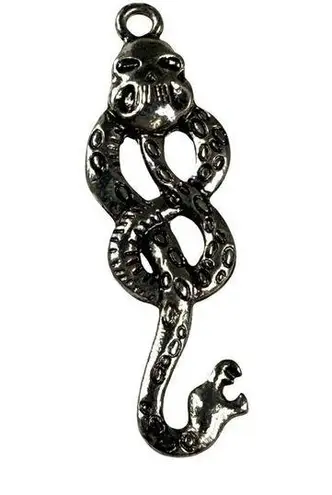 Snake Skull Pendant Charm for Necklace Silver Color Metal Goth