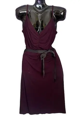 Alannah Hill Vintage Wine Purple Spaghetti Strap Midi Sheath Dress with Sash