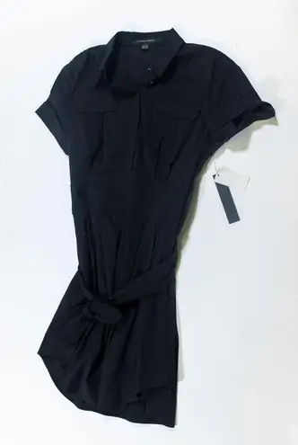 Cynthia Steffe NEW Maya Solid Black Collared Button Down Fit Flare Shirtdress 2