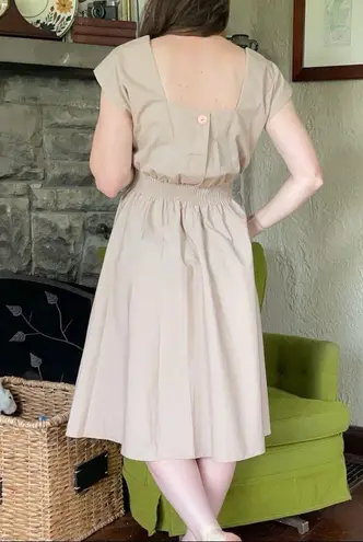 1980s Rainbow Dress with Pockets Elastic Waist nipped waist dress