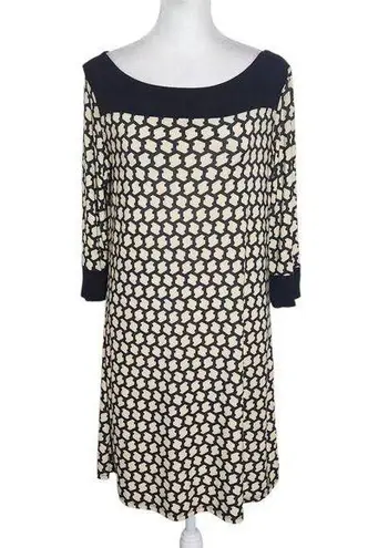 Gilli Black and Cream Print Shift Dress Size Small Petite Black Print Mini Dress