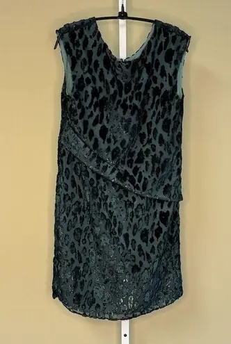 Emporio Armani  NWT Green Velvet Animal Print Knee Length Dress Size IT 40/US 4