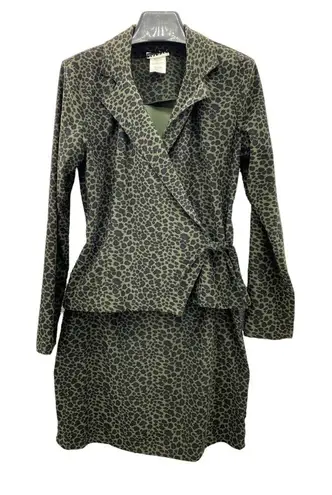 Jalate Women 2PC Animal Print Green Skirt Suit 9 Juniors Career Business Church Size undefined