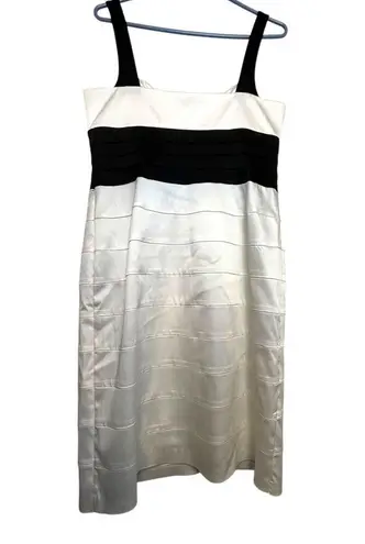 Democracy Ivory and Black Satin Dress - Size 12