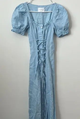Sleeper  MARQUISE LINEN DRESS IN AZURE BLUE Size: XS - Image 4
