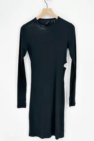 Helmut Lang Back Cutout Long Sleeve Midi Dress Black Women's S Ribbed
