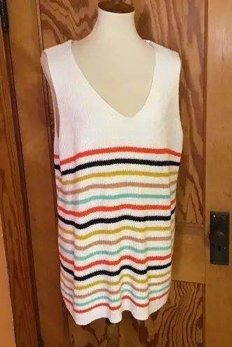 Entro Oversized rainbow striped NWT v neck sweater