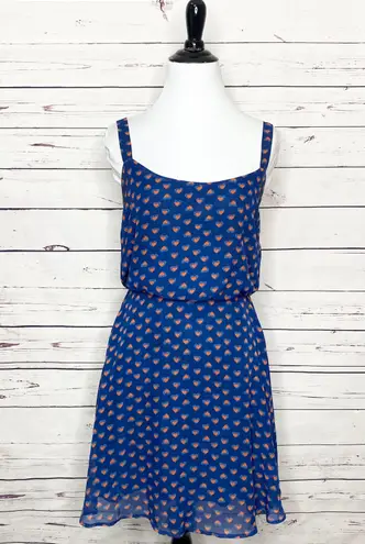 Bebop Blue & Red/Orange Hearts Sun Dress Size Small