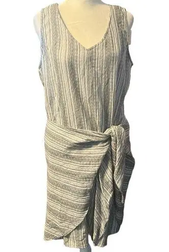 Drew ANTHROPOLOGIE  Pearl Morgan Tie-Front Striped Dress  BLACK/WHITE Size LARGE