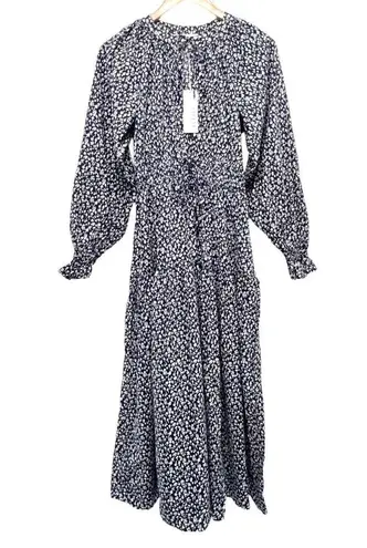 Lacausa Dama Dress Blue Magic Mushroom Print Midi Long Sleeve Resort Coastal S