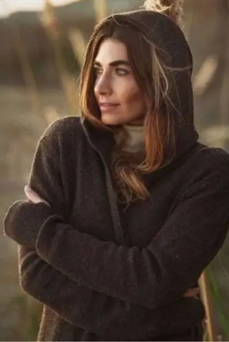 Betabrand Black Sheep Wool Alpaca Wrap Cardigan Sweater Brown Sz S/M