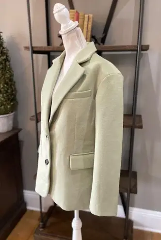 Apparis Celine Single Breasted Faux Wool Coat Blazer Green Womens Size XS