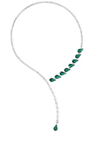 8 Other Reasons Emerald Drops Necklace in Silver New Womens Rhinestone
