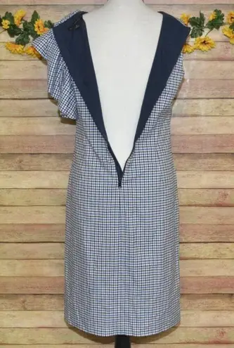 Banana Republic Ruffled Shoulder Sheath Dress Plaid Size 6 Career Academia