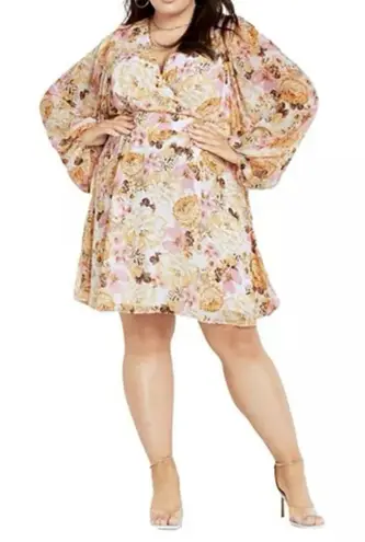 City Chic Womens Juliet Floral Print Mini Dress Feminine Romantic Cottagecore