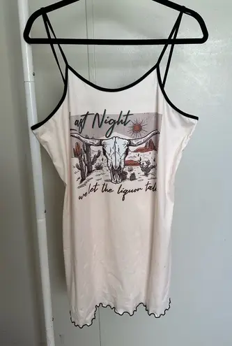 Last Night We Let The Liquor Talk Cream and Black Mini Slip Dress size XL