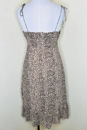 Revolve NWT More To Come Slip Dress MEDIUM Leopard Print Ruffle Tie Strap Knee Length 