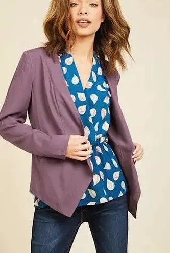 Esley NEW Modcloth Eggplant Purple Lightweight Rayon Draped Front Blazer Small