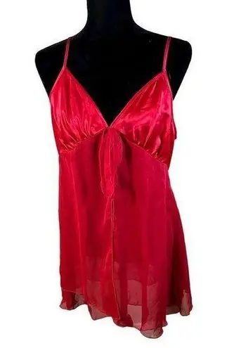 Inner Most Vintage USA Made Red Silky Sheer Babydoll Top Lingerie Medium