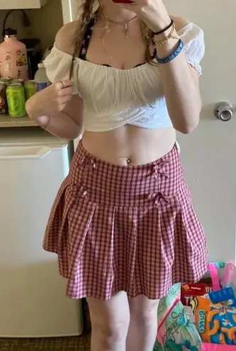 Red Gingham Bow Mini Skirt Size 2