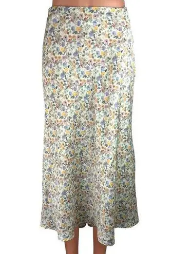 ZARA  Multicolor Floral Print Side Zipper Midi A-Line Casual Flowy Skirt Size S