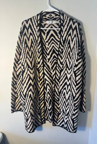 Jones Studio Long Sleeve Open Black Zebra Stripe Sweater Plus Size 2X - Image 1