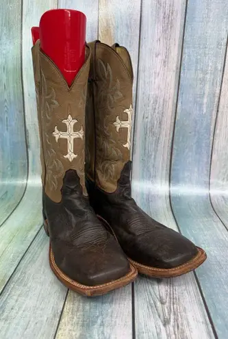 Tony Lama San Saba Francita Western Cowboy Boots Cross Inlay Women's Size 9.5