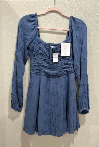 Hollister blue long sleeve baby doll dress