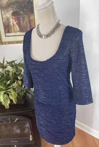 Material Girl  Dress Womens Small Mini Bodycon Cutout Scoop Stretch Blue Short L