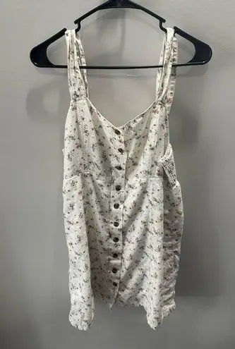 American Eagle  Women Large Floral Cream Sleeveless Dress Button Down