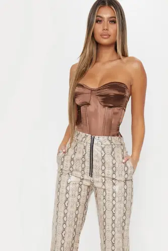 Pretty Little Thing Brown Corset Top