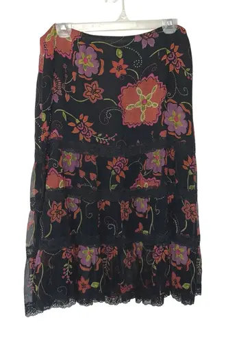 Vintage Spenser Jeremy skirt women's size 12 floral 90s 1990 whimsigoth fairy Black