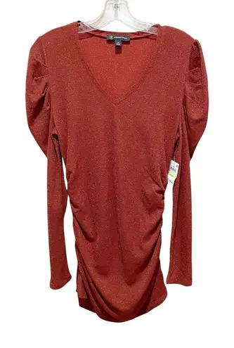 INC International Concepts Puff Sleeve Sweater Dress Burnt Pepper Women’s Medium