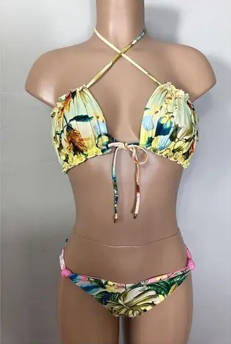 PilyQ New. /PQ oasis ruched reversible bikini. L-top/M-bottom. Retails $156