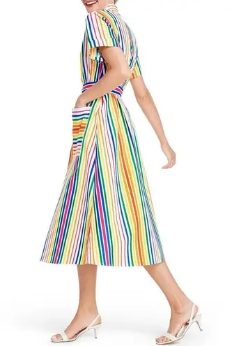 Christopher John Rogers x Target Rainbow Stripe Belted Shirt Dress Size 2 Cotton Red