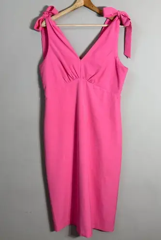 Julia Jordan V-Neck Tie Sheath Knee Length Dress Womens 12 Pink Bows Formal Chic