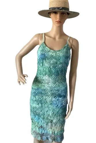 JACK . Tie Dyed Crochet Mini Dress Blue Green White Size 4
