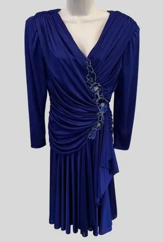 Abby Kent VTG 80s Evening Gown Prom Formal Party Dress Old Hollywood Glam Blue Size 10