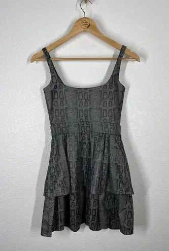 Jay Godfrey Snakeskin Print Mini Dress Size 0 Exposed Zipper Gray