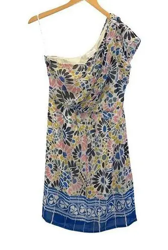 MM Couture by Miss Me One Shoulder Chiffon Floral Geometric Pattern Dress Size M