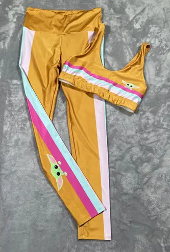 GoldSheep Leggings Bra Set Gold Large Grogu Mandalorian Sporty Athleisure Gym